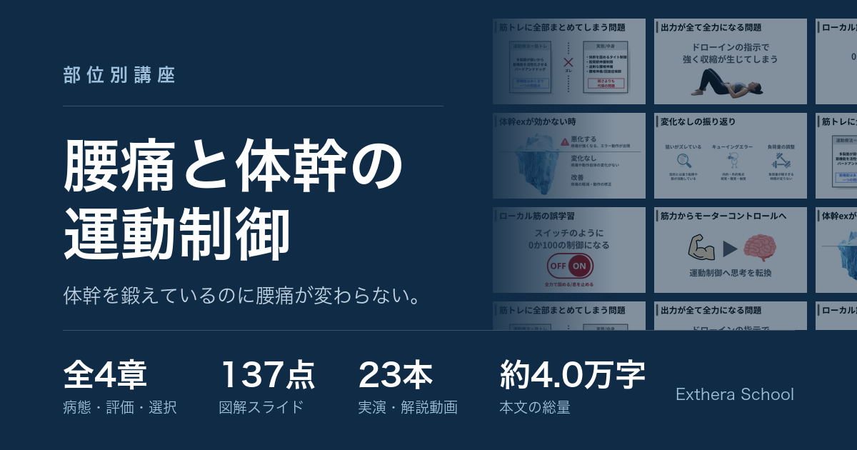 腰痛と体幹の運動制御 全4章を公開します